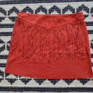 Forever 21, Butter Soft, Stretchy, Suede, Fringe, Minni Skirt in Rust, Sz Lrg